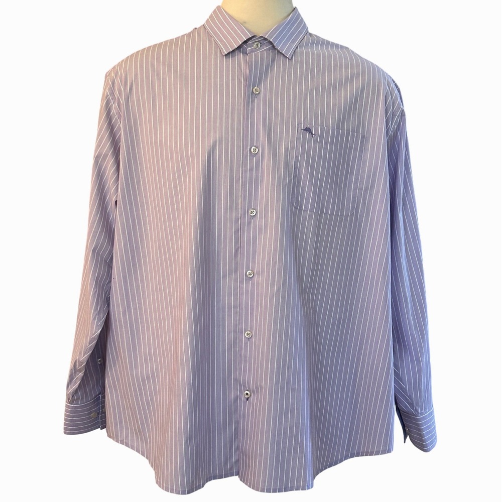 Tommy Bahama Newport Coast Purple Striped Long Sleeve Button Up - 2XLB